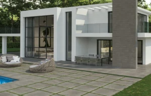 gresie si faianta de calitate | LeGarage Silver 20 mm — terasă cu piscină | Gresie Premium | Importator gresie faianta parchet de calitate din Italia